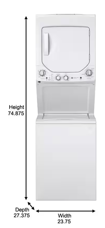 Tap and Hold to Zoom 2.3 cu. ft. Washer 4.4 cu. ft. Electric Dryer Combo in White by GE