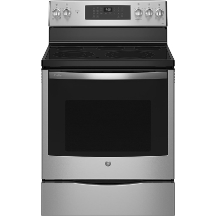 GE  30 in. 5 Burner Element Free-Standing Electric Convection Range in Fingerprint Resistant Stainless w/ Air Fry